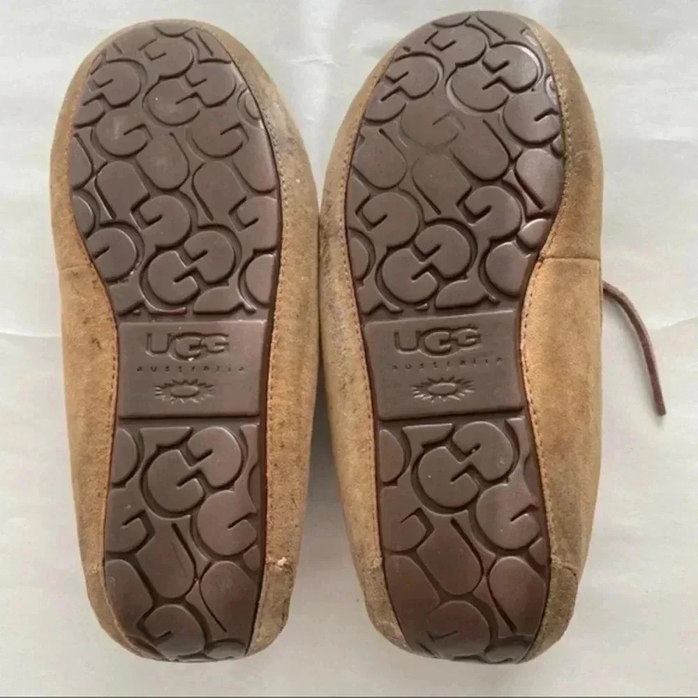 UGG Australia Dakota Chestnut brown Suede Moccasin Wool Fur Slippers Sho… - Picture 2 of 11